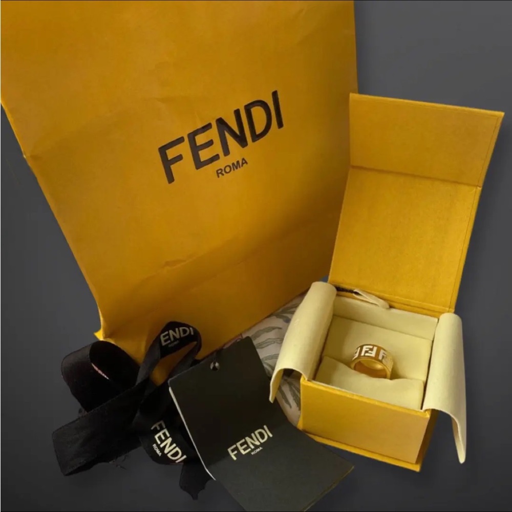 Fendi FF chunky gold band ring